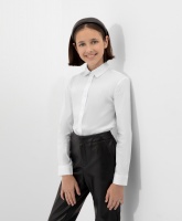 Блузка приталенного силуэта с длинным рукавом белая Gulliver, школьная форма для девочек  фото, kupilegko.ru